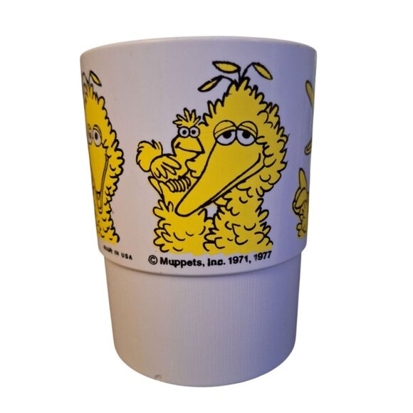Big Bird Cup Vintage Plastic Muppets 1977 USA Made Kids Sesame Street Yellow - Picture 9 of 9